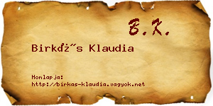 Birkás Klaudia névjegykártya