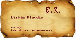 Birkás Klaudia névjegykártya